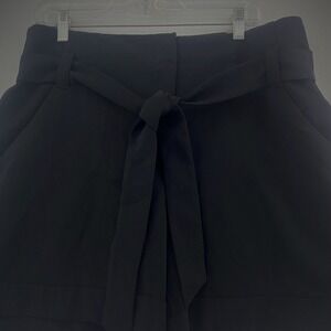 Cooper & Ella Black Shorts High Waist Tie Belt Cuffed Career Casual Size 12‎